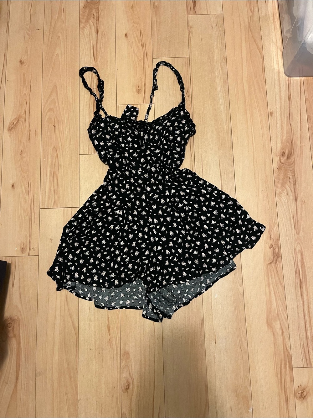 Ardene Black Mini Dress with White Floral Print